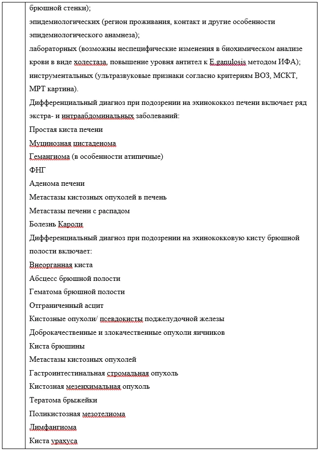 Приложение А3. Справочные материалы — Кистозный эхинококкоз органов брюшной полости у взрослых