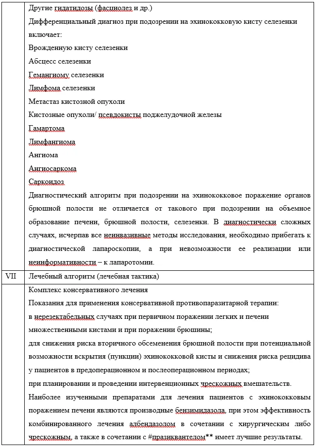 Приложение А3. Справочные материалы — Кистозный эхинококкоз органов брюшной полости у взрослых