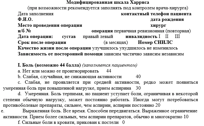 Приложение Г1 - Г... Шкалы оценки, вопросники — Врождённый вывих бедра