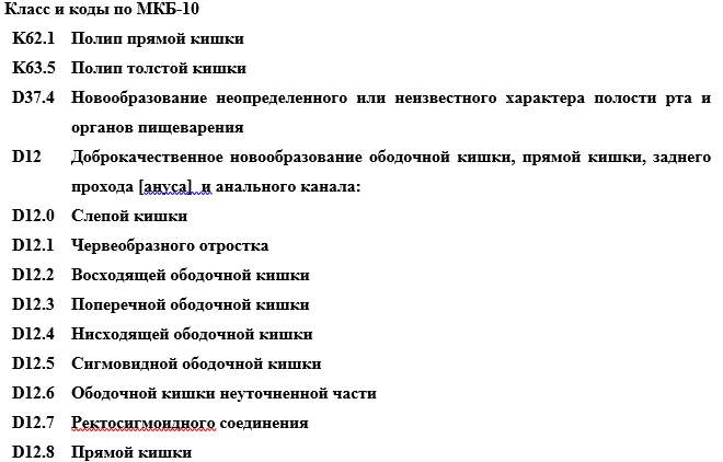 1.4 Особенности кодирования заболевания или состояния — Полип толстой и прямой кишки